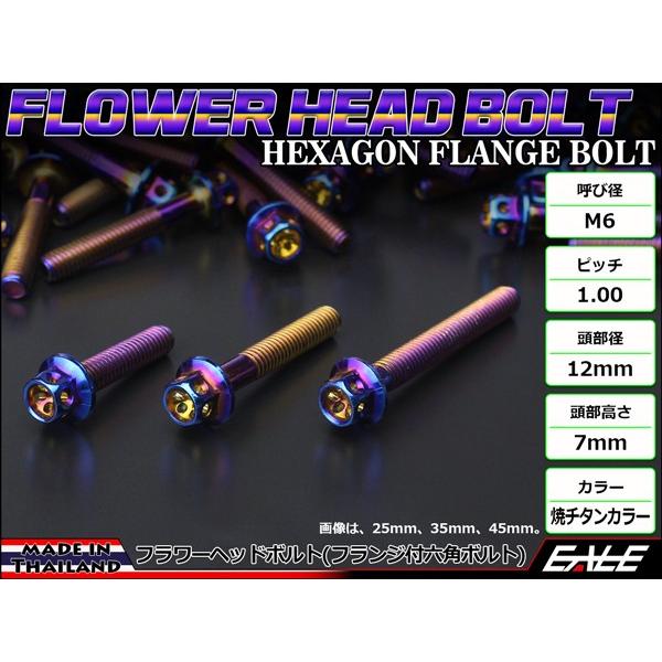 M6×75mm フラワーヘッドボルト ステンレス製フランジ付き六角ボルト クランクケースなどのエンジン周りに 焼チタンカラー TB0556 | ブランド登録なし | 01
