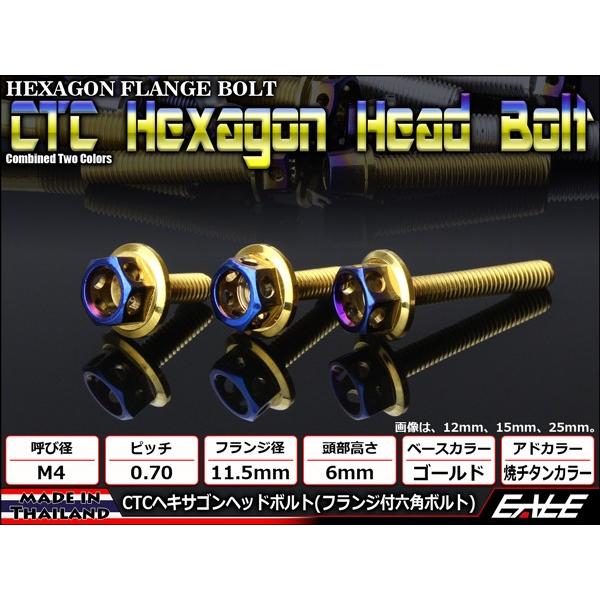 M4×15mm P0.7 フランジ ヘキサゴンヘッドボルト 六角ボルト ステンレス CTC ゴールド＆焼チタンカラー TB0774 | ブランド登録なし | 01