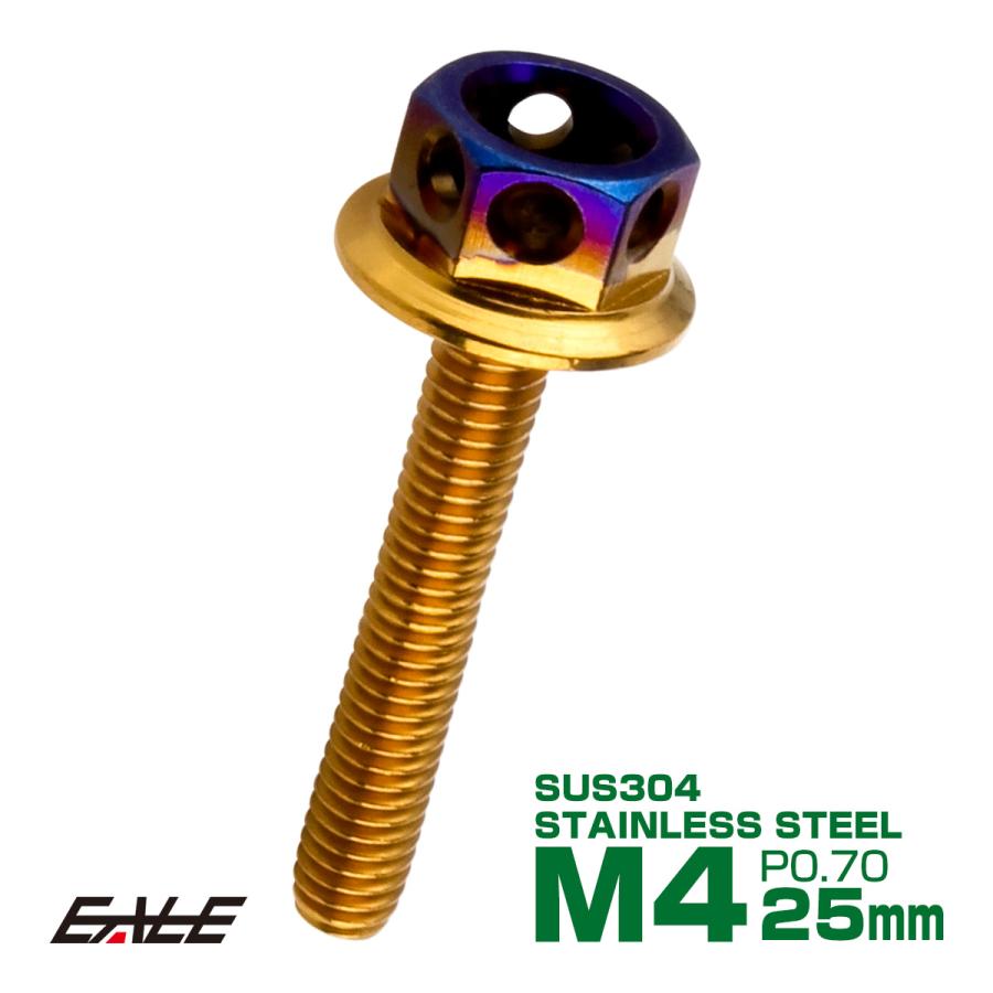 M4×25mm P0.7 フランジ ヘキサゴンヘッドボルト 六角ボルト ステンレス CTC ゴールド＆焼チタンカラー TB0776 | ブランド登録なし