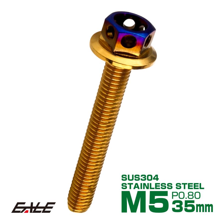 M5×35mm P0.8 フランジ ヘキサゴンヘッドボルト 六角ボルト ステンレス CTC ゴールド＆焼チタンカラー TB0782 | ブランド登録なし