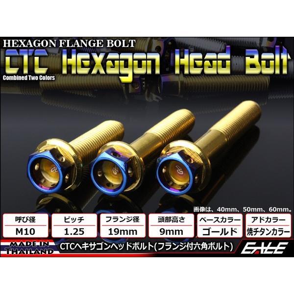 M10×20mm P1.25 フランジ ヘキサゴンヘッドボルト 六角ボルト ステンレス CTC ゴールド＆焼チタンカラー TB0822 | ブランド登録なし | 01