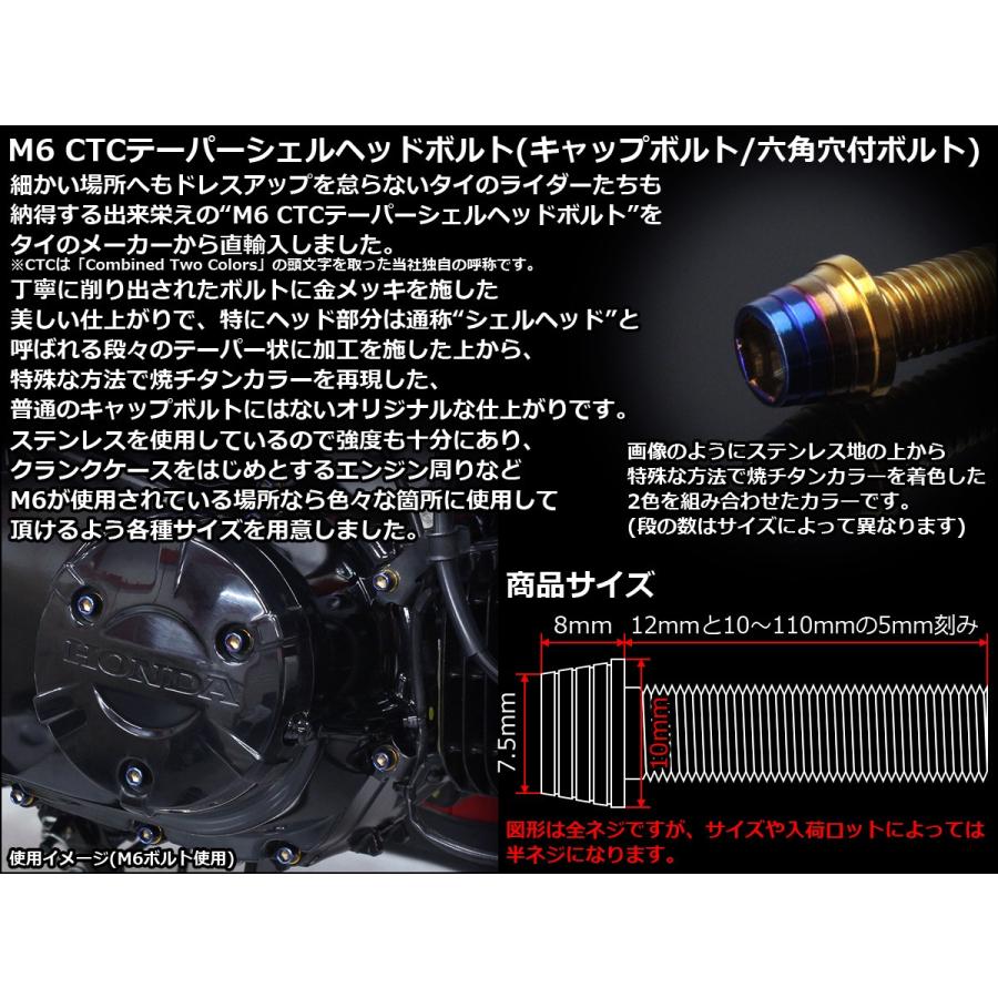 M6 10mm ステンレス テーパー シェル キャップボルト クランクケース等エンジン周りに ゴールド 焼チタンカラー Tb0906 Tb0906 オートパーツ専門店 Eale Store 通販 Yahoo ショッピング