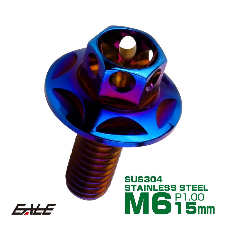 M6×15mm P1.00 ワイドフランジスター ボルト ワイヤーロック穴付き 六角ボルト SUS304 ステンレス 焼きチタンカラー TB0992 | ブランド登録なし