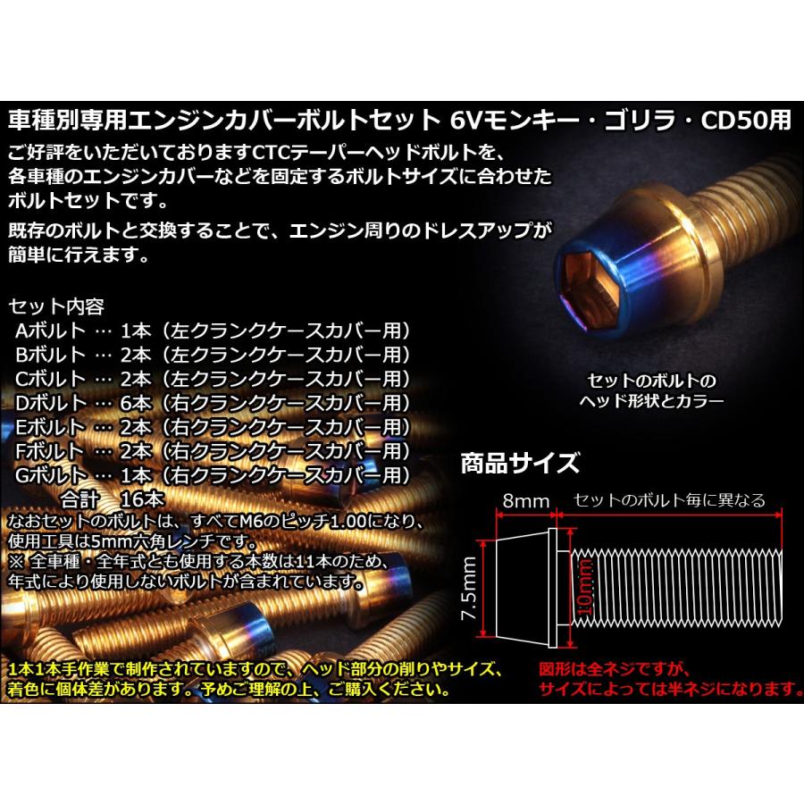 モンキー 6Vモンキー ゴリラ CD50 エンジンカバー ボルト16本set