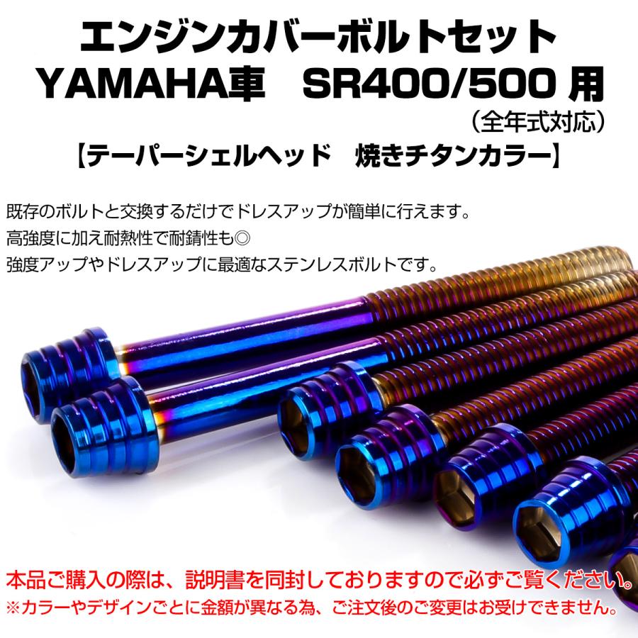 エンジンカバー ボルトセット SR400 SR500 20本セット テーパーシェルヘッド ヤマハ用 焼きチタン色 TB7103 | ヤマハ発動機 | 01