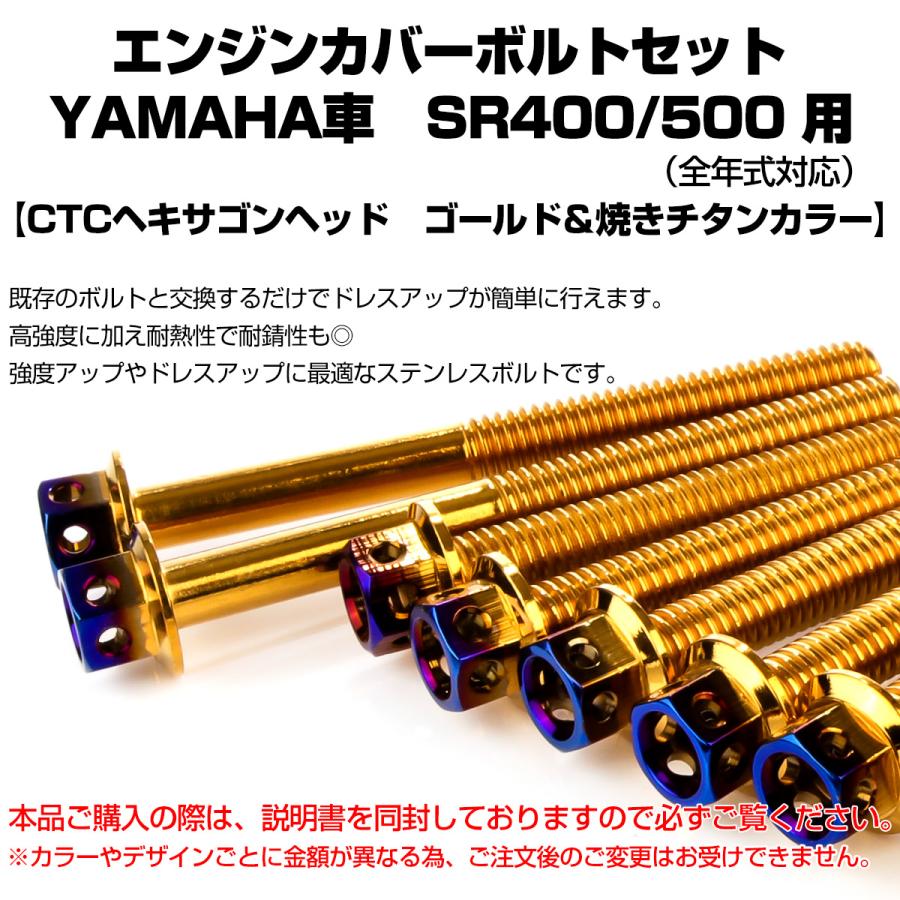 エンジンカバー ボルトセット SR400 SR500 20本セット ヘキサゴンヘッド ヤマハ用 ゴールド＆ブルー TB7110 | ヤマハ発動機 | 01