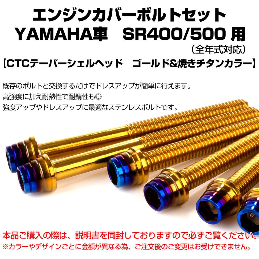 エンジンカバー ボルトセット SR400 SR500 20本セット テーパーシェルヘッド ヤマハ用 ゴールド＆ブルー TB7112 | ヤマハ発動機 | 01
