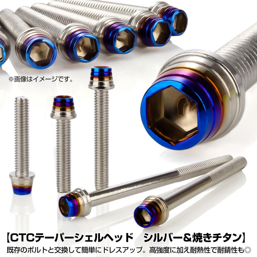ゼファー750 RS エンジンカバーボルト 20本セット カワサキ車用 ZEPHYR CTCテーパーシェルヘッド シルバー＆焼きチタン TB8149 | カワサキ | 01