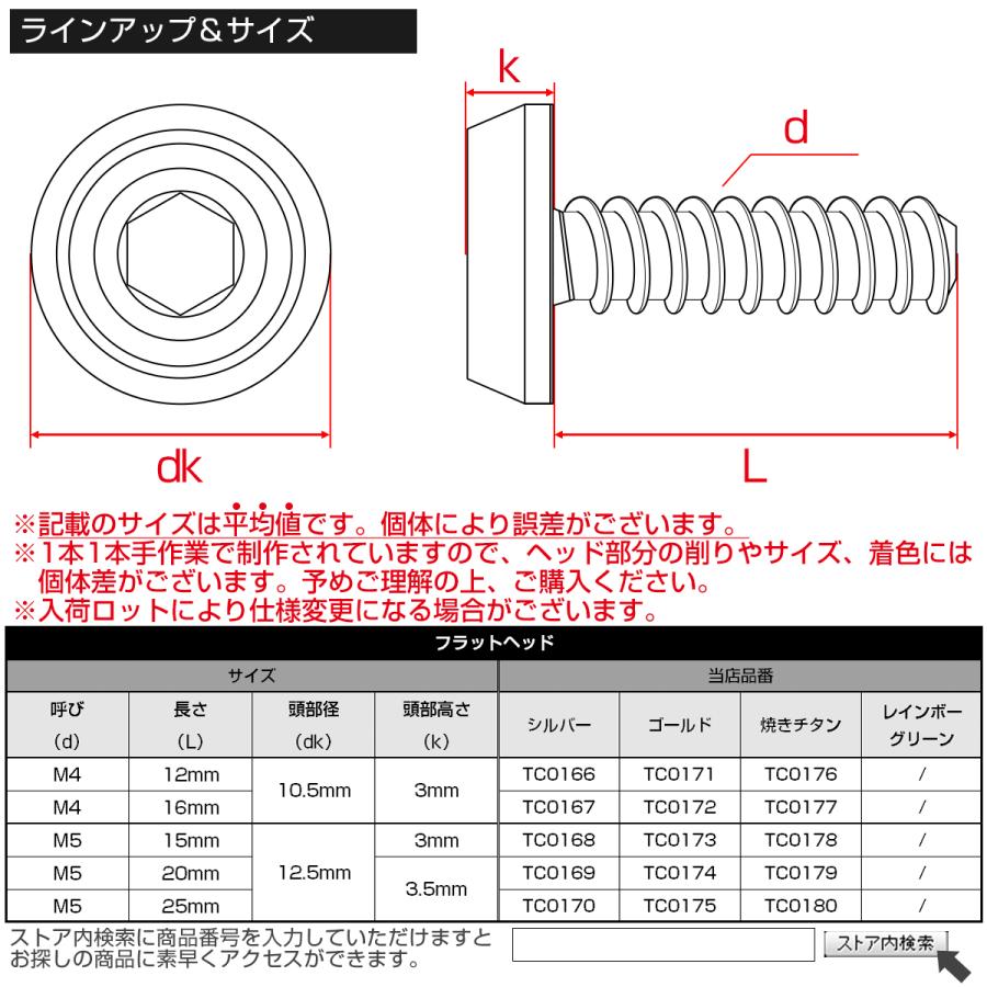 タッピングネジ M5×20mm フラットヘッド 六角穴 フランジ付き ネジ