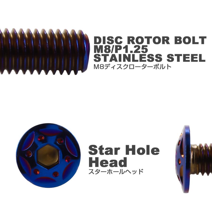 SUSステンレス製 M8×15mm P1.25 ブレーキ ディスク ローター ボルト スターホールヘッド ヤマハ車用 焼きチタン TD0107 | ヤマハ発動機 | 02