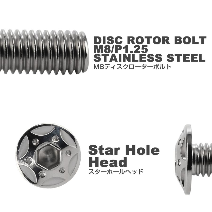 SUSステンレス製 M8×25mm P1.25 ブレーキ ディスク ローター ボルト スターホールヘッド ヤマハ車用 シルバー TD0244 | ヤマハ発動機 | 02
