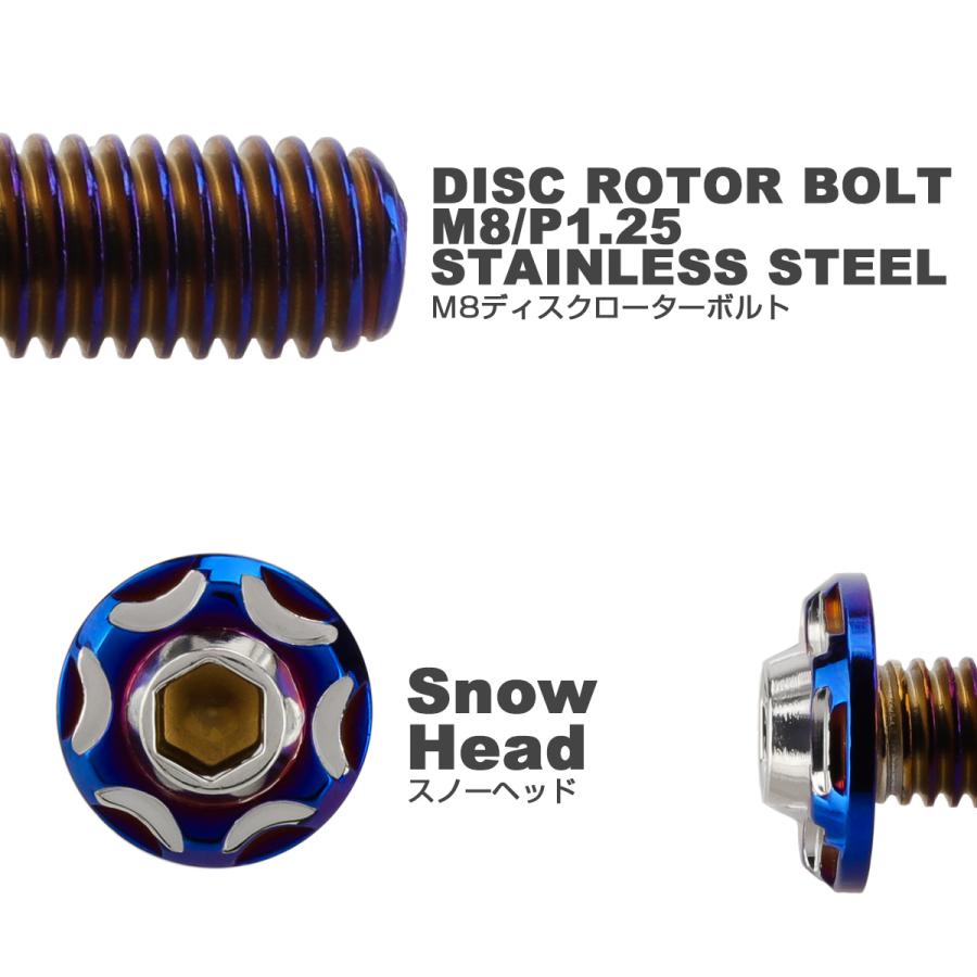 ブレーキ ディスク ローター ボルト M8×20mm P1.25 スノーヘッド ヤマハ用 SUSステンレス製 シルバー＆ブルー TD0366 | ヤマハ発動機 | 02