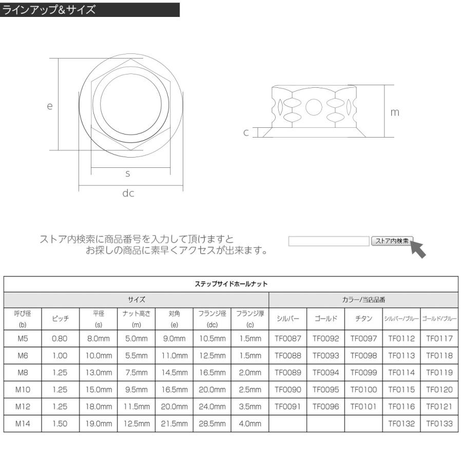 SUS304ステンレス M10 ステップサイドホールナット P=1.25 フランジ付六角ナット 焼チタンカラー TF0100 | ブランド登録なし | 02
