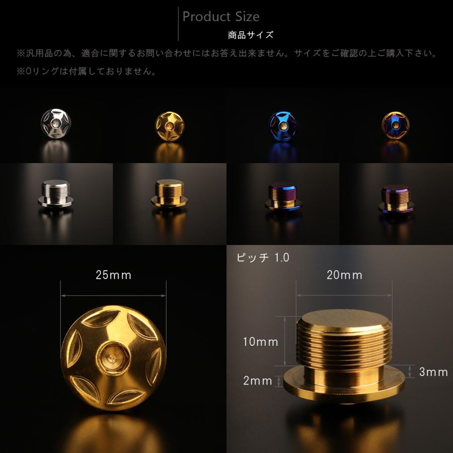 汎用 M20×10mm P1.0 フロントフォーク トップ キャップ スターヘッド ボルト 2個セット SUS304 ステンレス製 ゴールド TH0108 | ブランド登録なし | 02