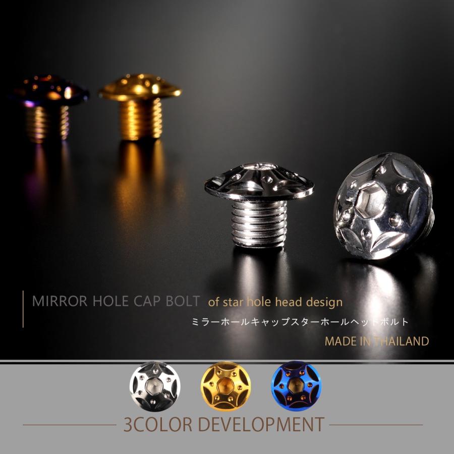 ミラーホールカバー キャップ スターホールヘッド 2個セット M10×10mm 正ネジ P1.25 SUS304 ステンレス製 シルバー TH0121 | ブランド登録なし