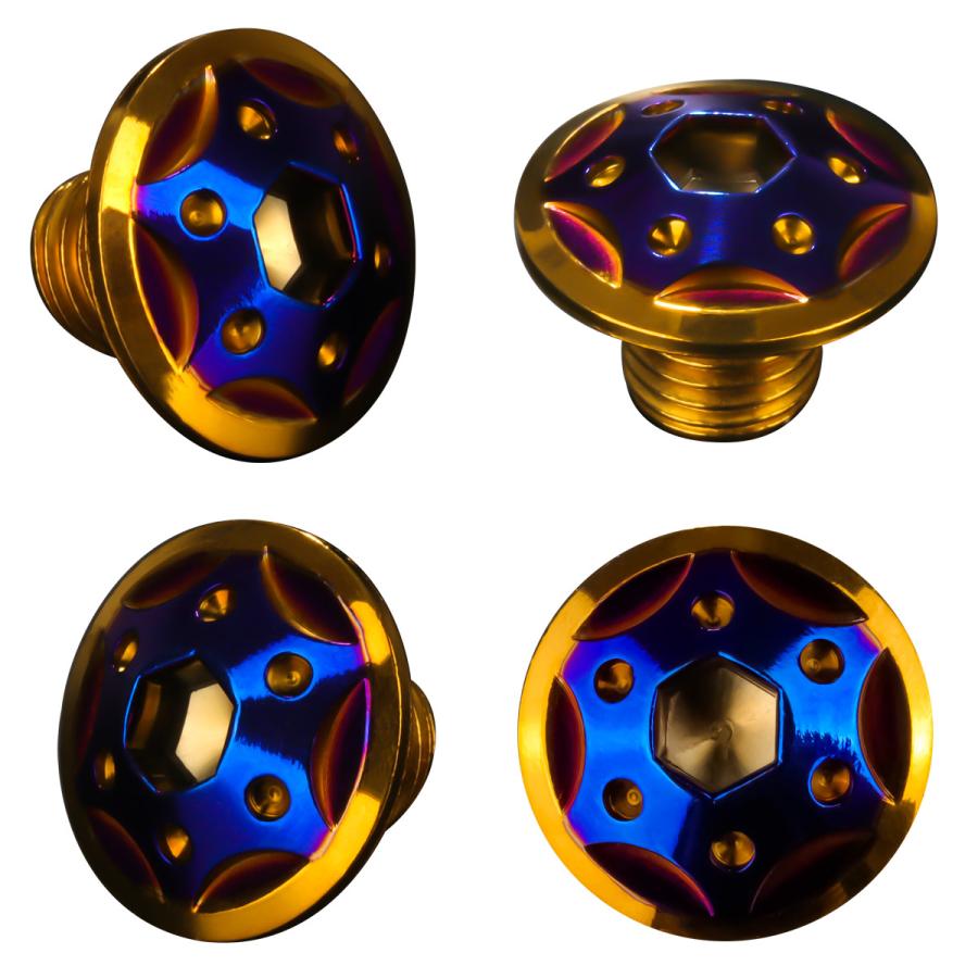 ミラーホールカバーボルト キャップ M10×10mm P1.25 正ネジ 逆ネジ 2個セット ヤマハ車用 スターホールヘッド SUS304 ゴールド＆ブルー TH0192 | ヤマハ発動機 | 02