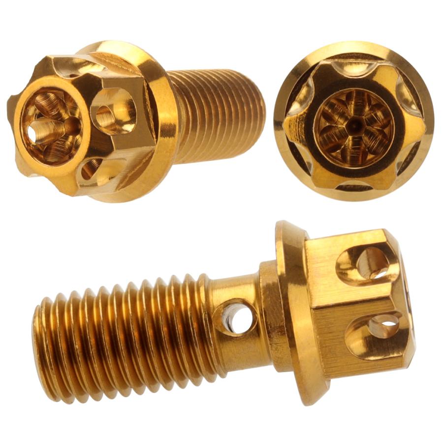 バンジョーボルト シングル M10 P1.25 ブレーキ SUS304 ステンレス製 フラワーヘッド ゴールド TH0224 | ブランド登録なし | 02