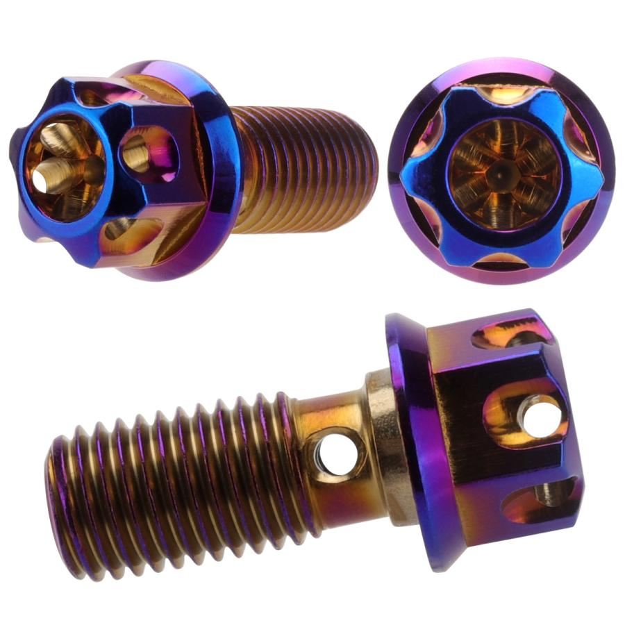 バンジョーボルト シングル M10 P1.25 ブレーキ SUS304 ステンレス製 フラワーヘッド 焼チタン TH0226 | ブランド登録なし | 02