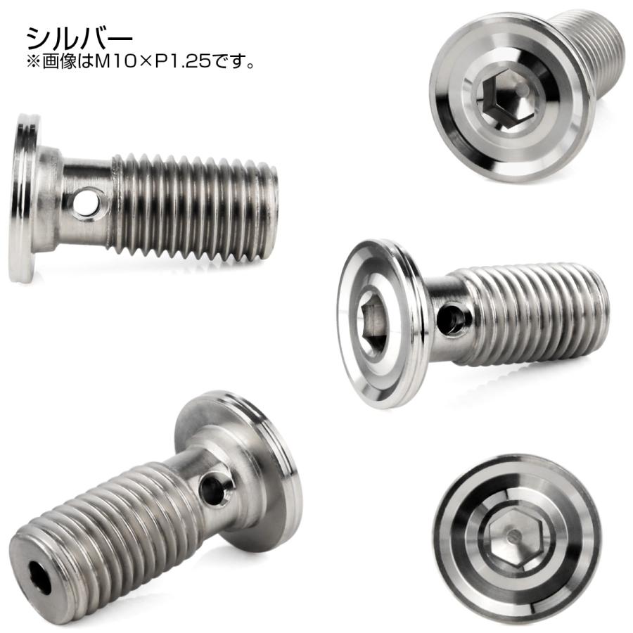 バンジョーボルト M10 P1.00 六角穴付き フラット デザインヘッド CNC SUS304 ステンレス マットカラー シルバー TH0237 | ブランド登録なし | 02