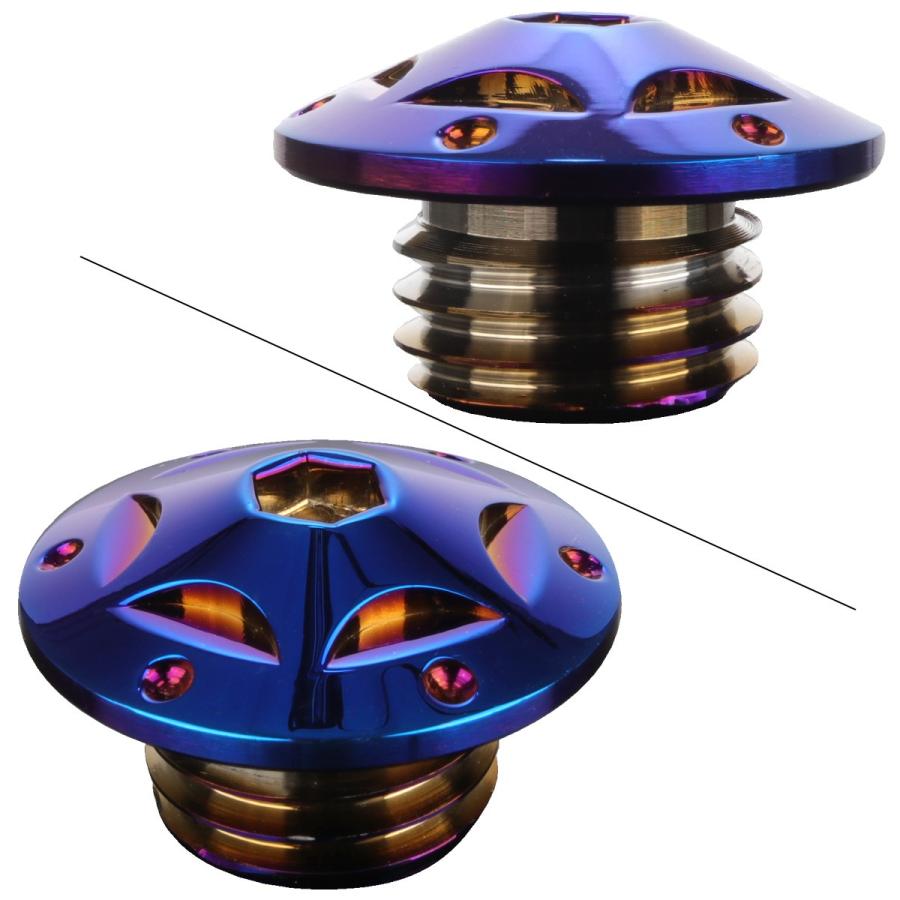 汎用 オイルフィラーキャップ M20 P2.5 スターホールヘッド 焼きチタン SUS304 ステンレス ホンダ ヤマハ カワサキ ドゥカティ等 TH0255 | カワサキ | 01