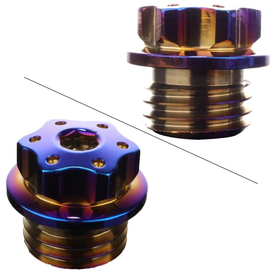 汎用 オイルフィラーキャップ M20 P2.5 六角ホールヘッド 焼きチタン SUS304 ステンレス ホンダ ヤマハ カワサキ ドゥカティ等 TH0265 | カワサキ | 01