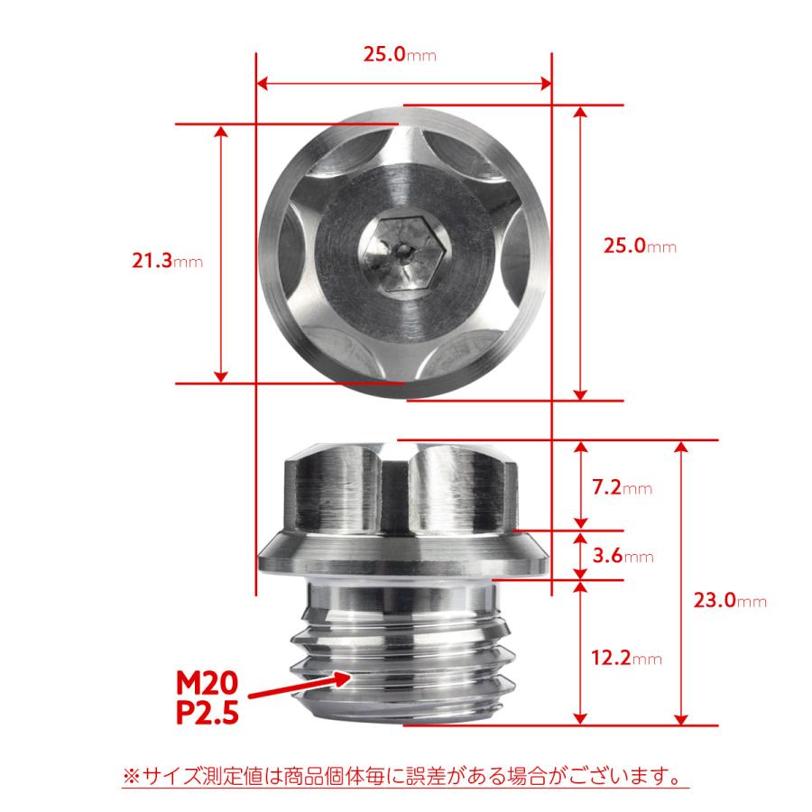 オイルフィラーキャップ M20 P2.5 六角穴 ステンレス製 5G マットシルバー 汎用 TH0273 | カワサキ | 04