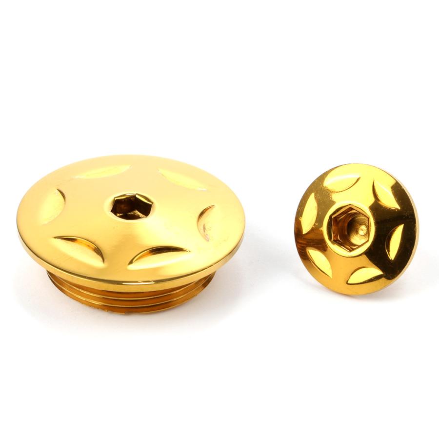 ホンダ車用 ジェネレータカバー クランク＆ポイントホール キャップセット ステンレス製 スターヘッド ゴールド TH0294 | ホンダ | 02