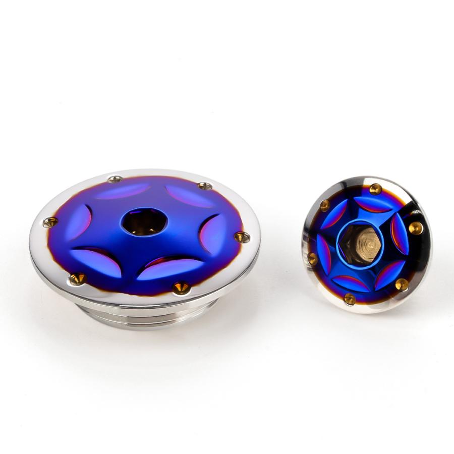 ホンダ車用 ジェネレータカバー クランク＆ポイントホール キャップセット ステンレス製 スターホール チタン×シルバー TH0309 | ホンダ | 02