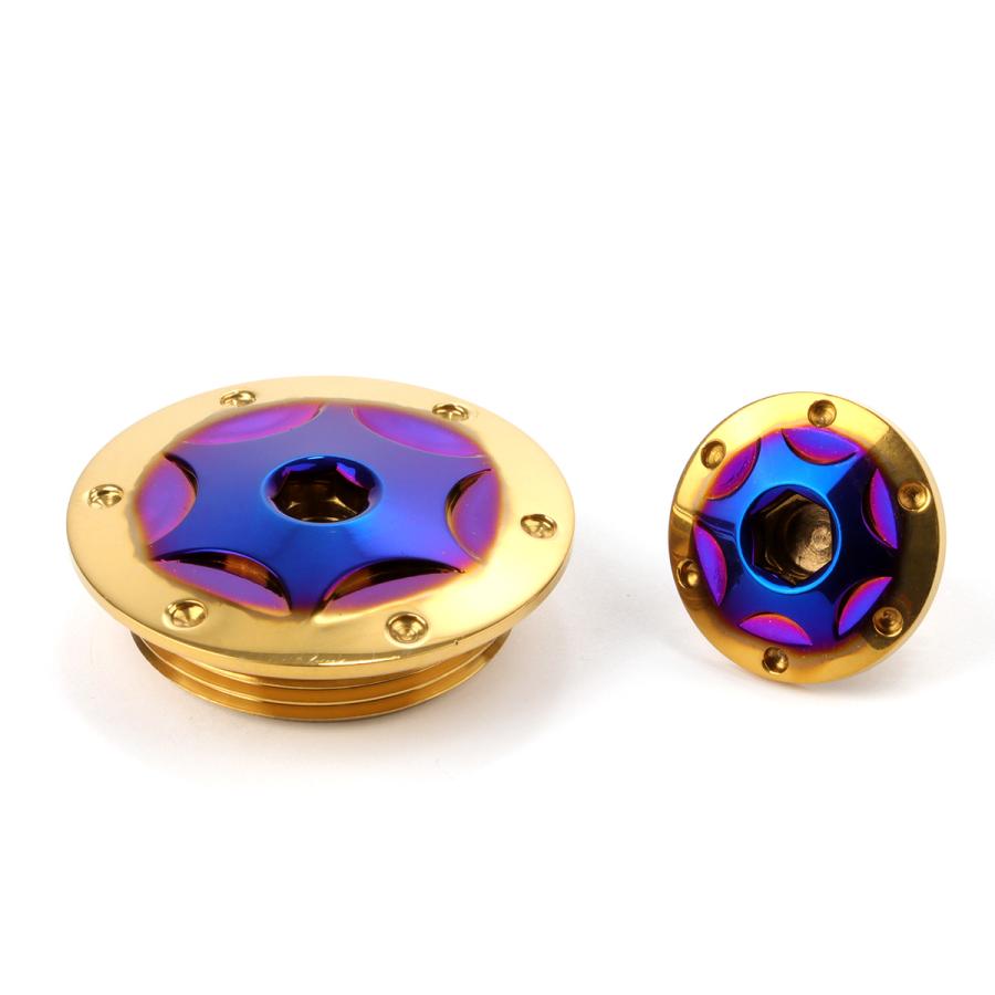 ヤマハ車用 ストレートスクリュープラグ クランク＆ポイントホール キャップセット ステンレス製 スターホール チタン×ゴールド TH0312 | ヤマハ発動機 | 02