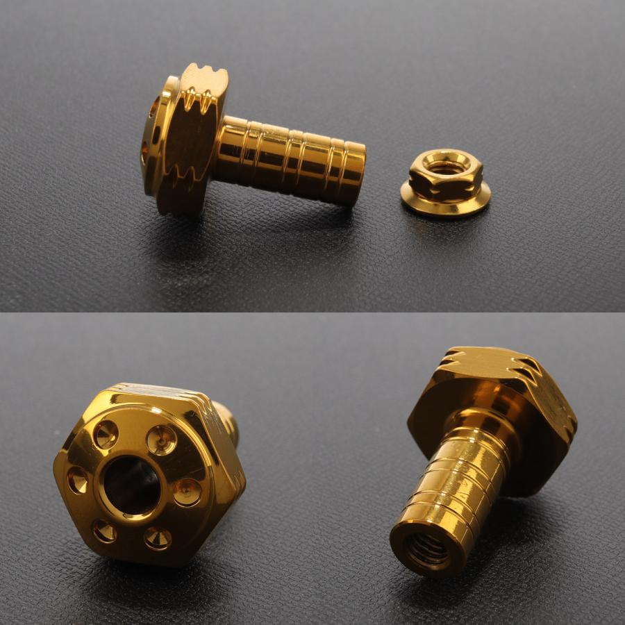 バイク ドライブチェーン アジャスター ボルトカバー M6用 P1.0 チェーンガイド ホールヘッド ゴールド 2個セット TH0399 | ブランド登録なし | 02