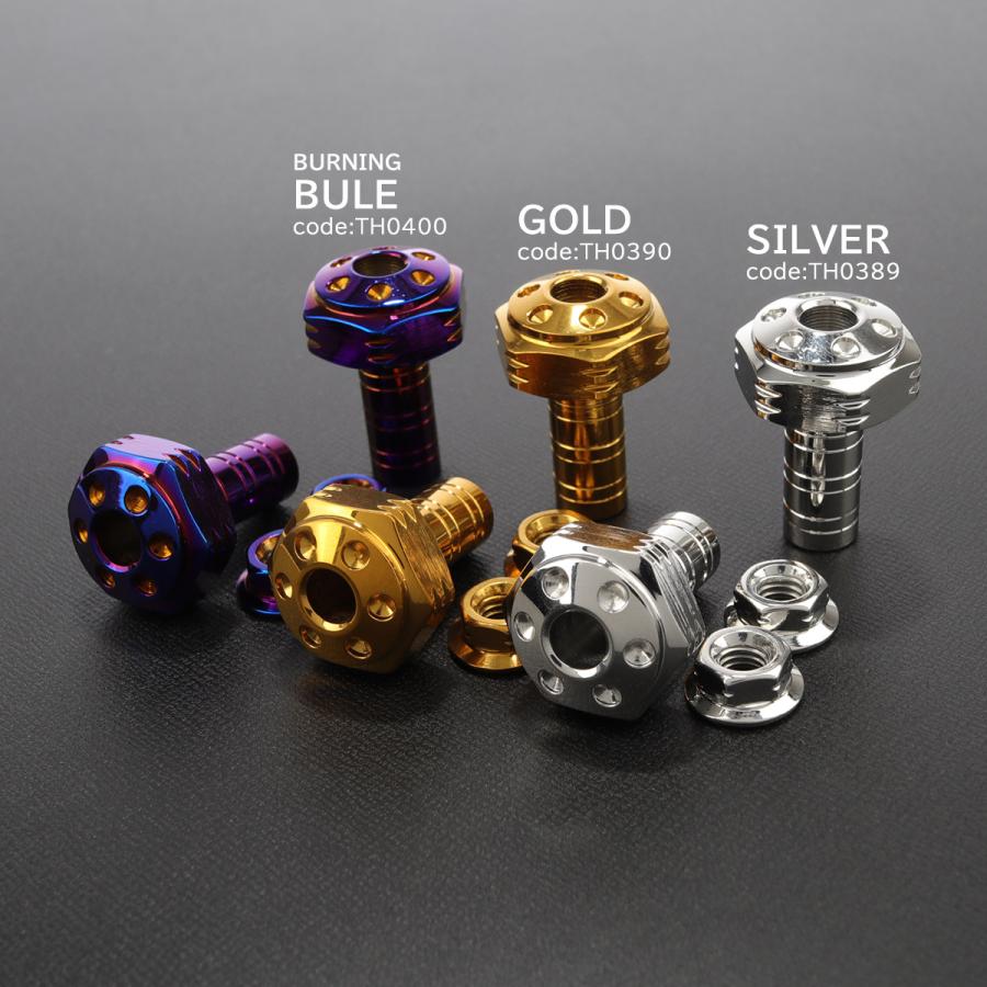 バイク ドライブチェーン アジャスター ボルトカバー M6用 P1.0 チェーンガイド ホールヘッド ゴールド 2個セット TH0399 | ブランド登録なし | 03