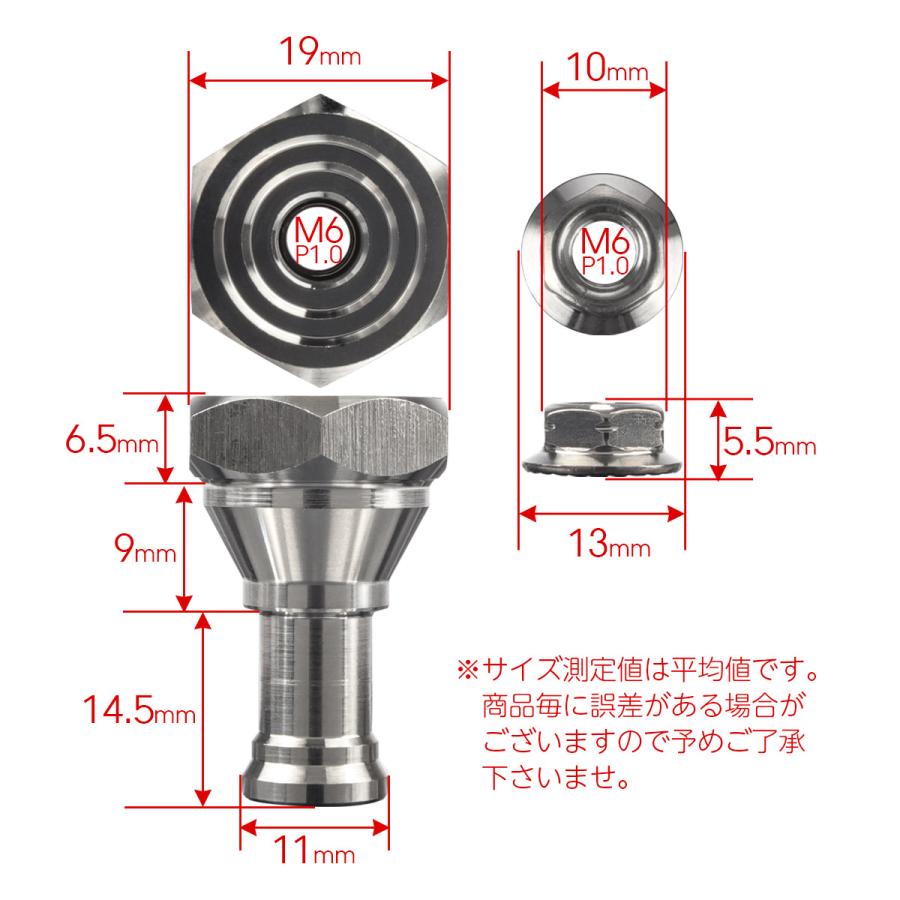 ドライブチェーン アジャスター ボルトカバー M6用 P1.0 ダブルナット式 六角 サークル LD CNC-C1 マットシルバー 2個セット TH0413 | ブランド登録なし | 05