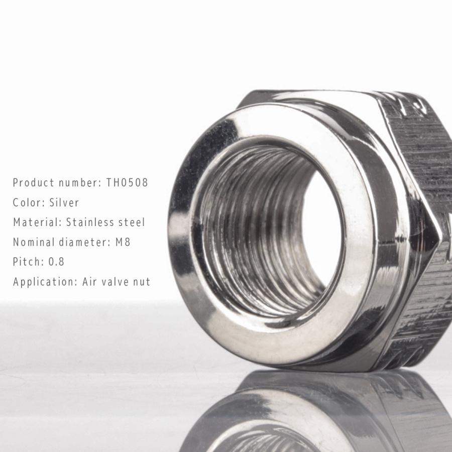エアバルブ用ナット エアバルブ固定 タイヤエアバルブ ホイールエアバルブ ステンレス製 シルバー 2個セット TH0508 | ブランド登録なし | 03
