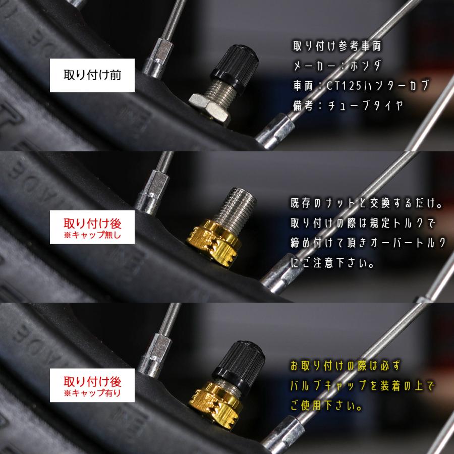 エアバルブ用ナット エアバルブ固定 タイヤエアバルブ ホイールエアバルブ ステンレス製 ゴールド 2個セット TH0509 | ブランド登録なし | 04