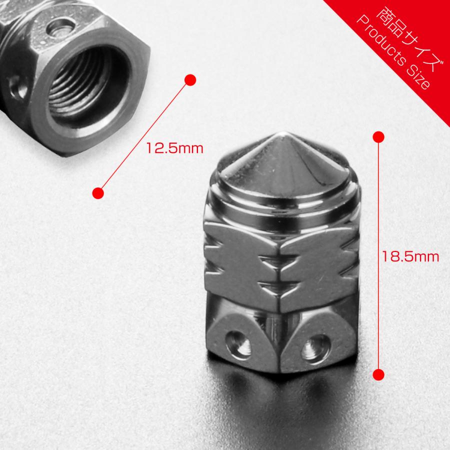 汎用 エアバルブキャップ タイヤバルブキャップ ステップホール ステンレス製 バレット 弾丸型 チタン TH0513 | ブランド登録なし | 02