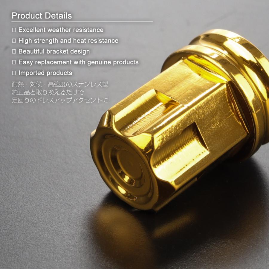 エアバルブキャップ タイヤバルブキャップ ステンレス製 カットデザイン 汎用 ゴールド TH0518 | ブランド登録なし | 02