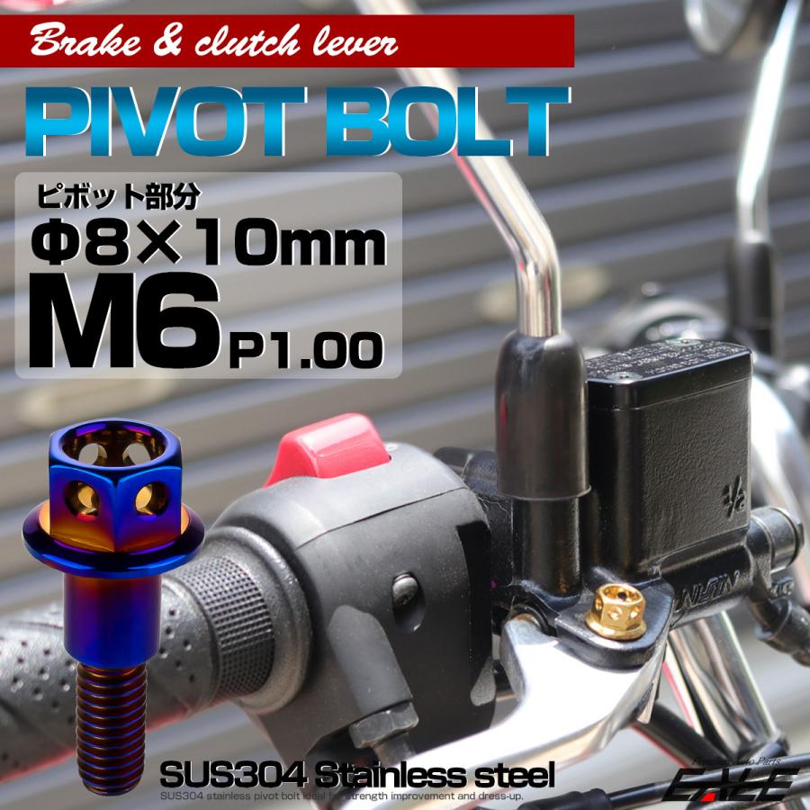 SUSステンレス サイドホールヘッド ブレーキ＆クラッチレバー取付 ピボットボルト Φ8×10mm M6×14mm P=1.00 焼きチタン TH0527 | ブランド登録なし | 01
