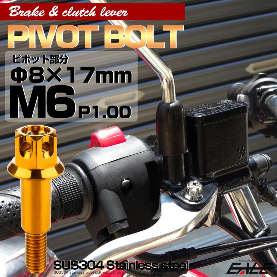 バイク ピボットボルト ブレーキレバー クラッチレバー 軸径8mm M6