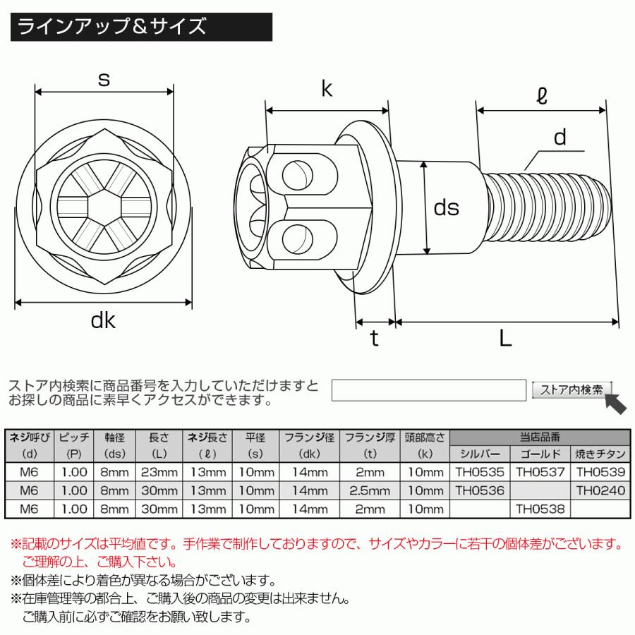 バイク ピボットボルト ブレーキレバー クラッチレバー 軸径8mm M6×13mm P1.00 焼きチタン A3ヘッド TH0540 | ブランド登録なし | 06