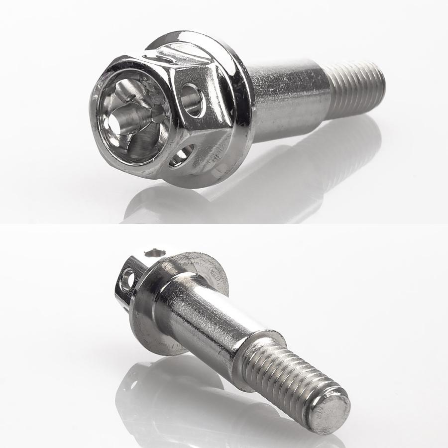 バイク レバー用 ピボットボルト M6 P1.0 ピボット径8mm ステンレス製 ワイヤーロック穴付き 補修 交換 カスタム シルバー 2本セット TH0547 | ブランド登録なし | 02