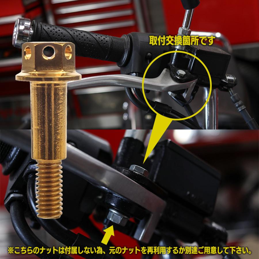 バイク レバー用 ピボットボルト M6 P1.0 ピボット径8mm ステンレス製 ワイヤーロック穴付き 補修 交換 カスタム ゴールド 2本セット TH0548 | ブランド登録なし | 03