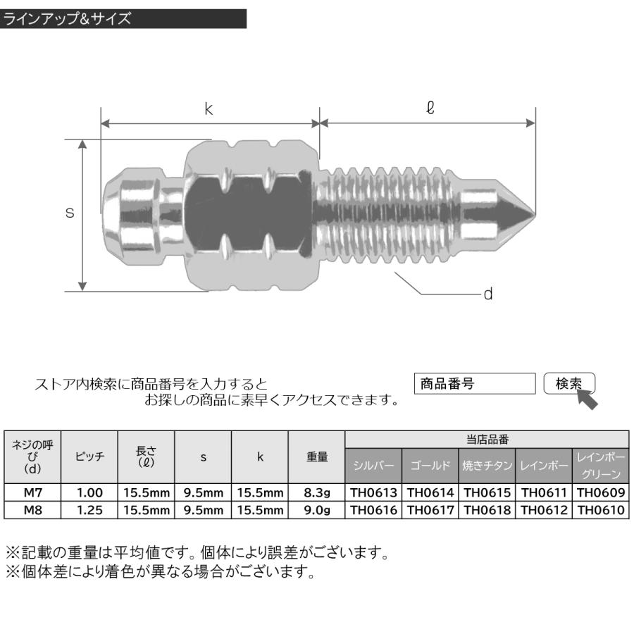 M7 P1.00 エアブリード スクリュー エアブリーダー バルブ ニップル ステンレス 焼きチタン TH0615 | ブランド登録なし | 03