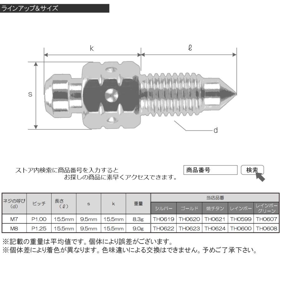 M7 P1.00 エアブリード スクリュー エアブリーダー バルブ ニップル ステンレス ゴールド TH0620 | ブランド登録なし | 03