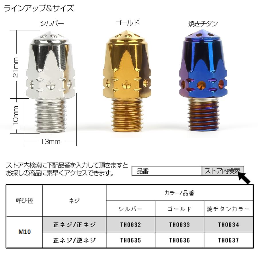 M10 ミラーホール カバーキャップ ボルト バレット シルバー 正ネジ 正ネジ 2本セット TH0632 | ブランド登録なし | 03
