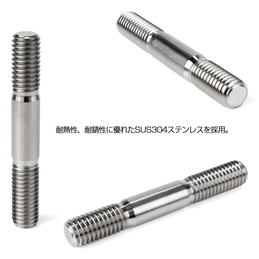 スタッドボルト M8 P1.25 全長56mm SUS304 ステンレス シルバー TH0772