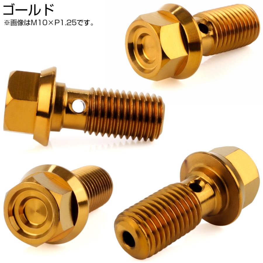 バンジョーボルト M10 P1.25 フランジ付き 六角 へキサゴンヘッド CNC SUS304 ステンレス ゴールド TH0778 | ブランド登録なし | 02