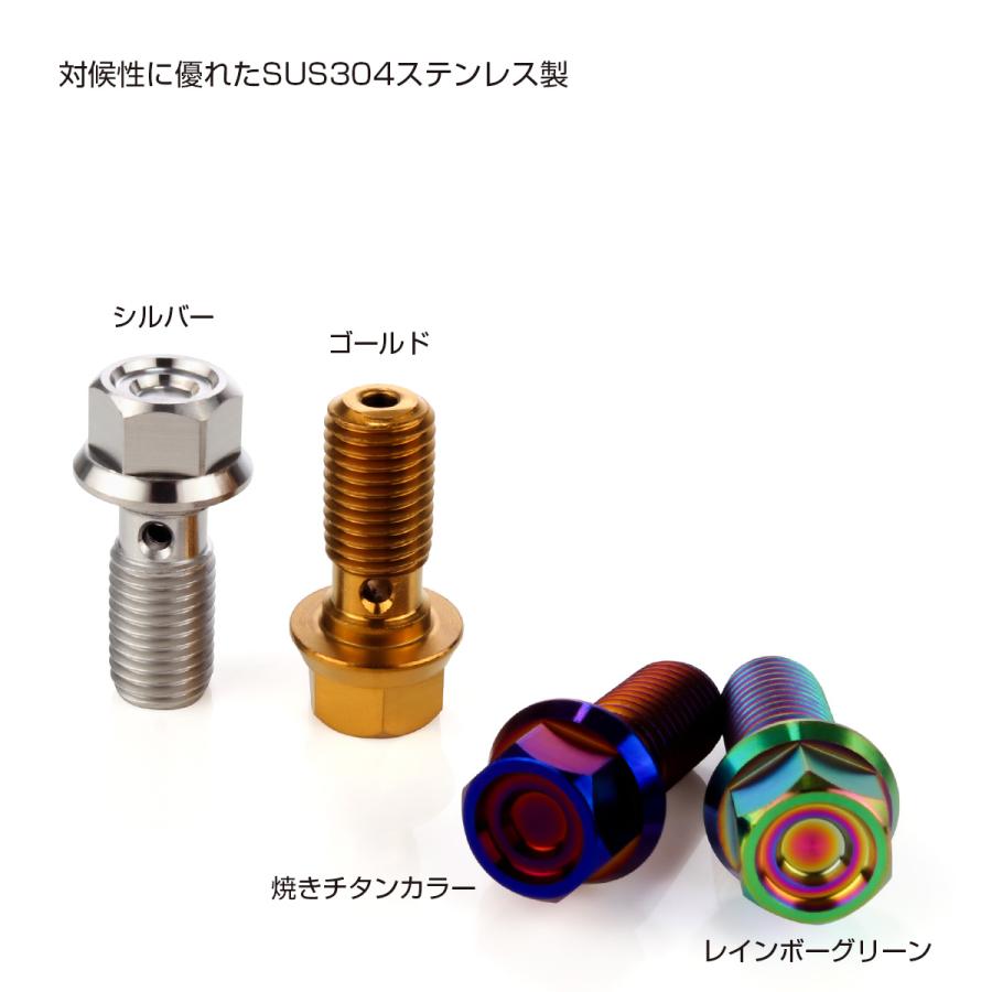 バンジョーボルト M10 P1.25 フランジ付き 六角 へキサゴンヘッド CNC SUS304 ステンレス 焼きチタン TH0779 | ブランド登録なし | 03