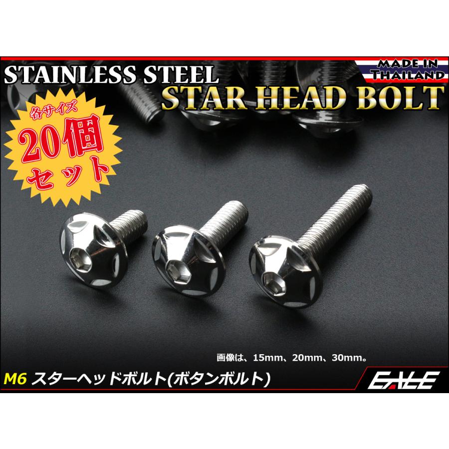20個セット M6×15mm P1.0 スターヘッドボルト シルバー ボタンボルト ステンレス削り出し TR0010-20SET | ブランド登録なし | 01