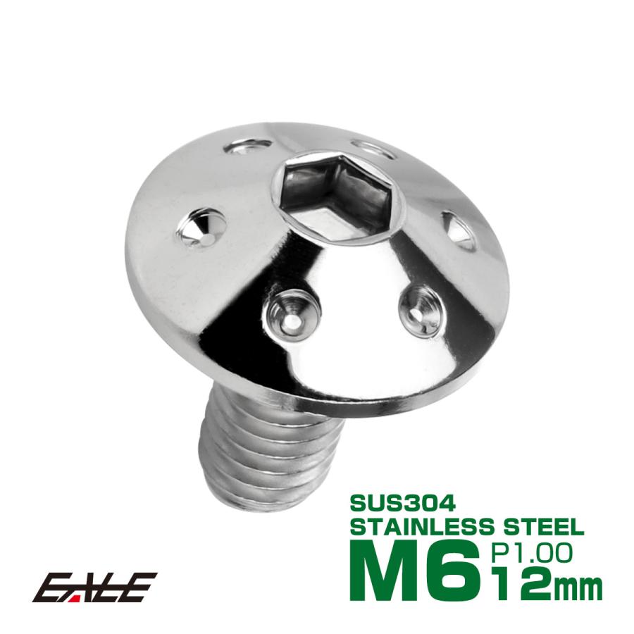ボタンボルト M6×12mm P1.0 ホールヘッドボルト 六角穴 SUS304 ステンレス削り出し シルバー TR0051 | ブランド登録なし