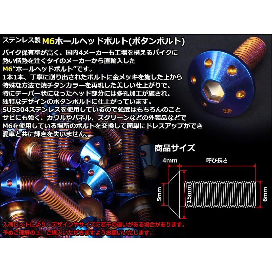 ボタンボルト M6×10mm P1.0 ホールヘッドボルト 六角穴 SUS304 ステンレス削り出し 焼きチタンカラー TR0078 | ブランド登録なし | 02